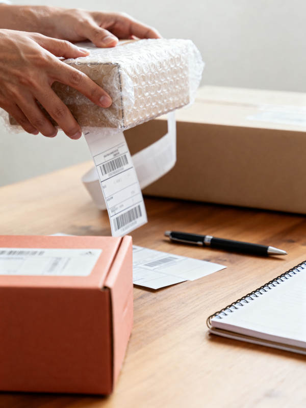 打包发货 贴单准备寄出图片