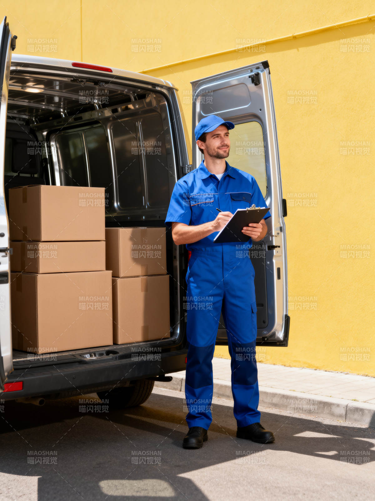 快递员核对送货清单图片