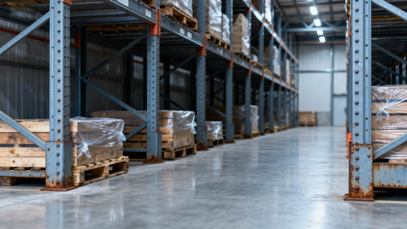 仓库货架整齐排列 货物有序存放图片