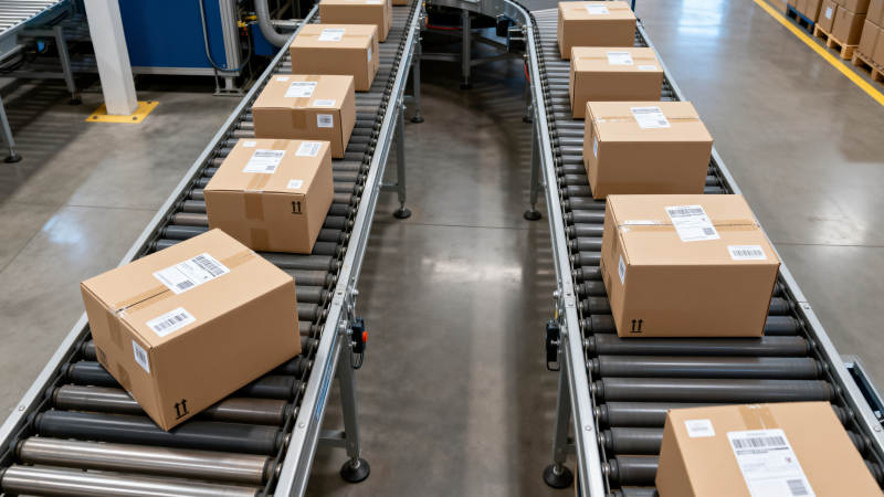 传送带上的包裹流水线图片