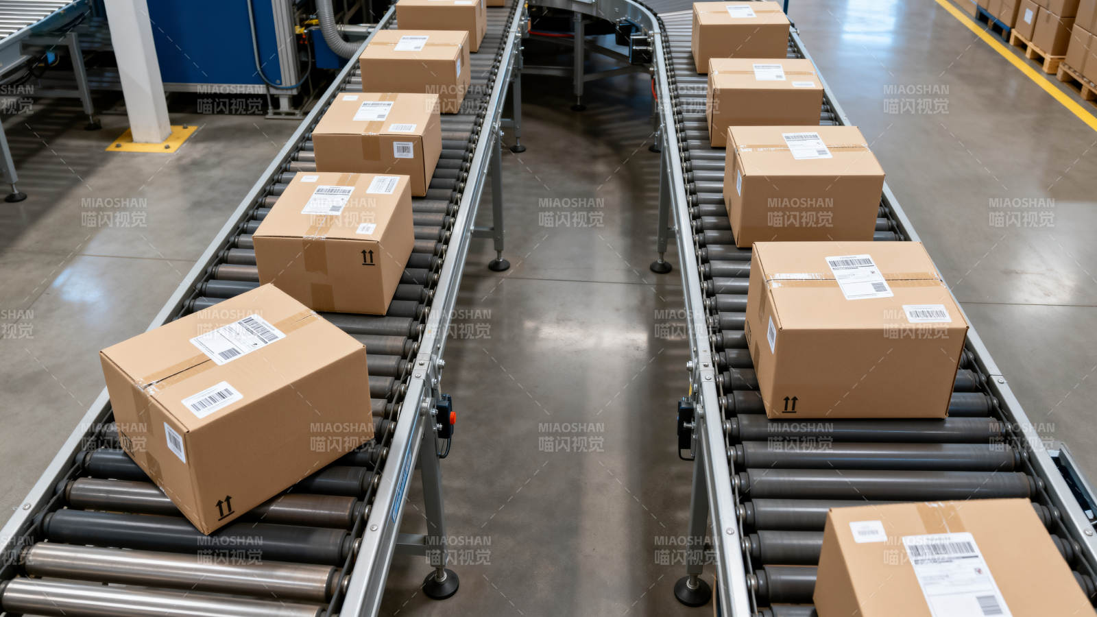 传送带上的包裹流水线图片