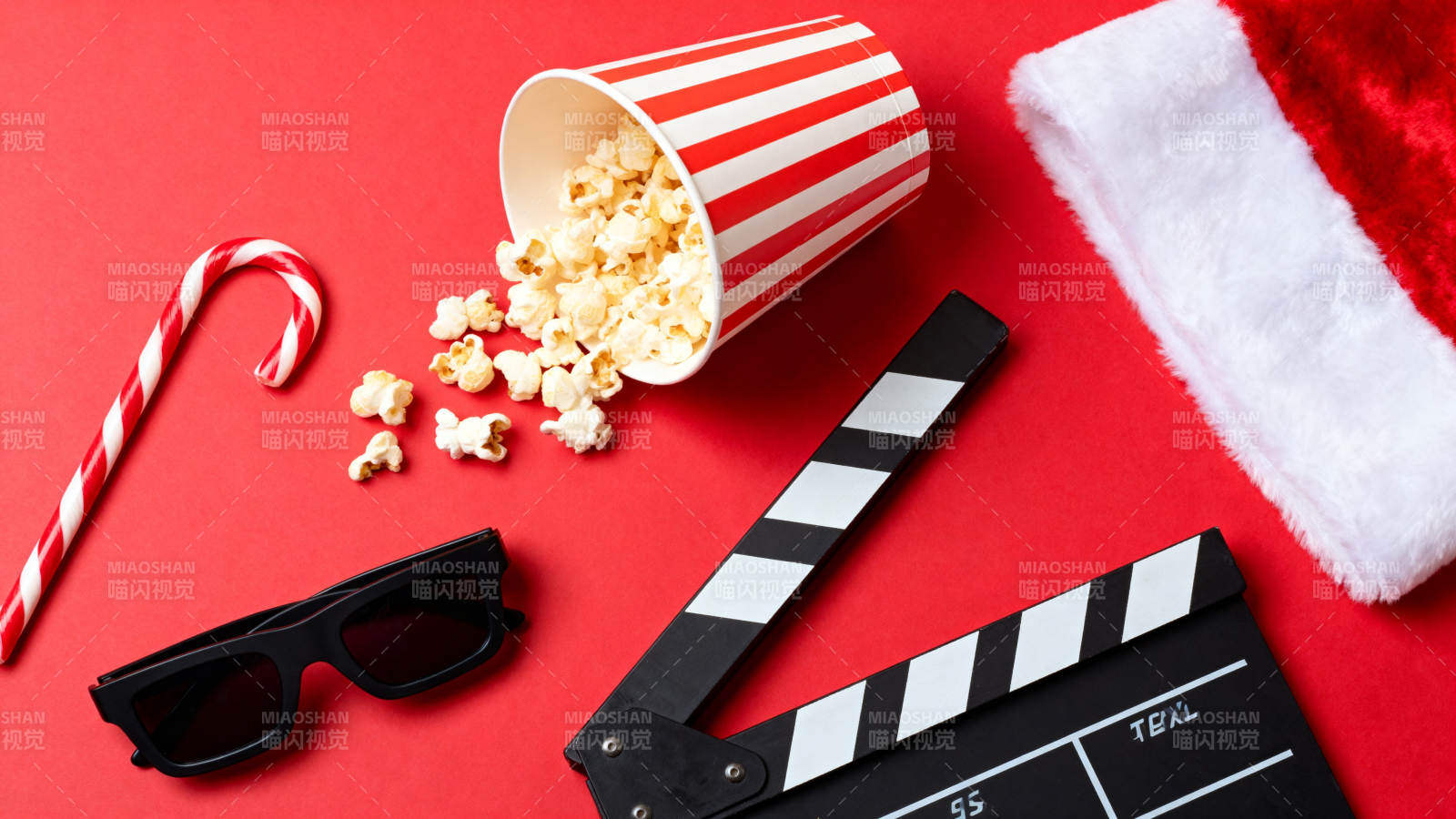 圣诞电影夜 爆米花与D眼镜图片