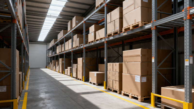 仓库货架整齐 货物堆放有序图片