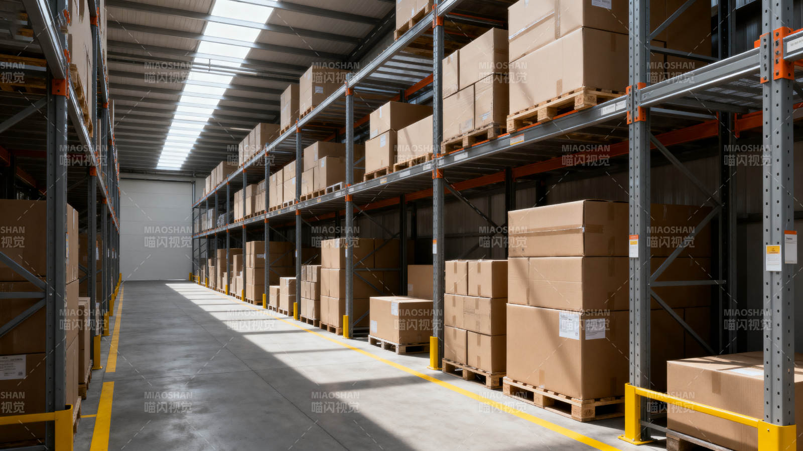 仓库货架整齐 货物堆放有序图片