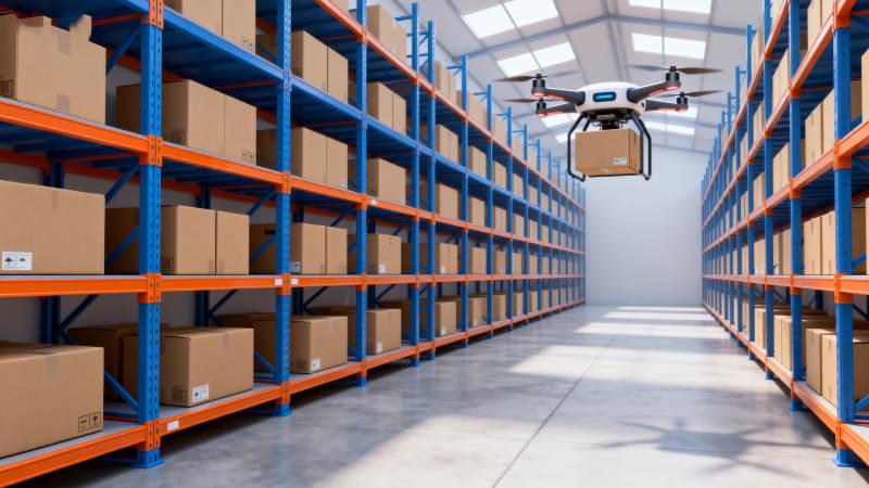 无人机仓库运货中图片