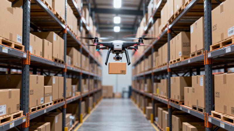 仓库无人机运货中图片