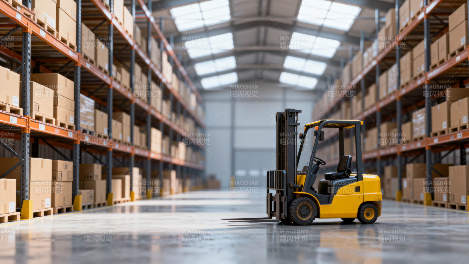 仓库叉车作业中图片