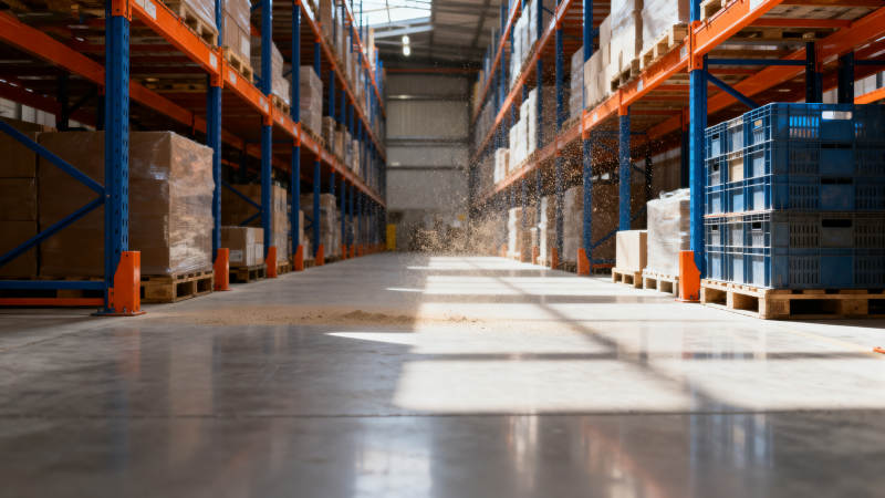 仓库货架通道 货物整齐排列图片