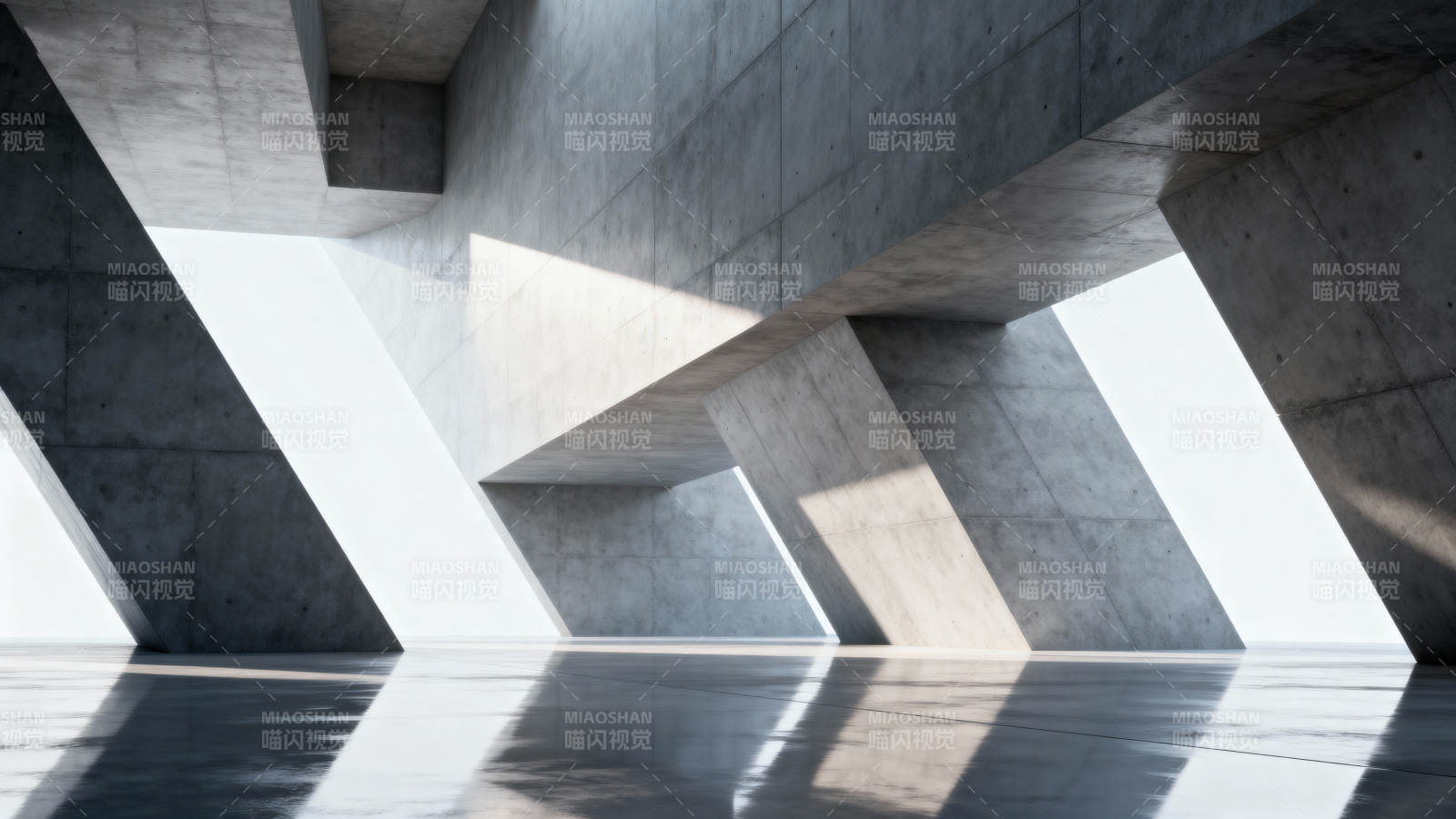 光影混凝土几何空间图片