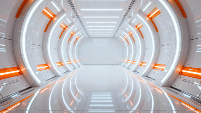 未来科技隧道 橙白光影交错图片