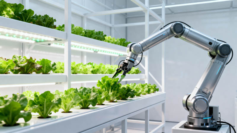 智能机器人照料温室蔬菜图片