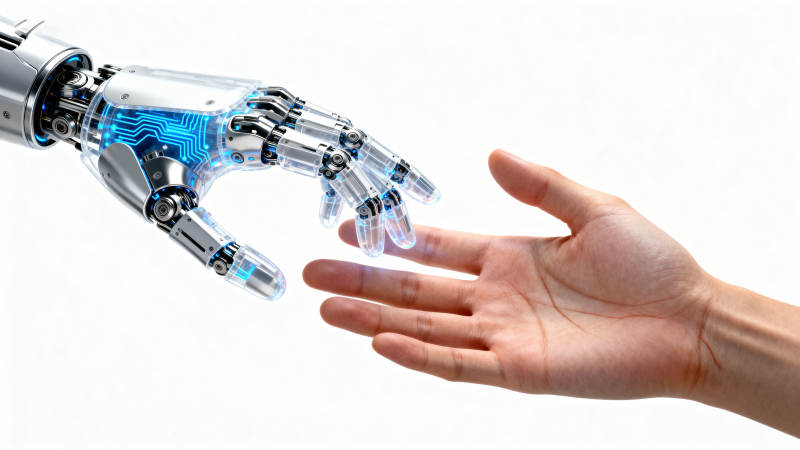 人机握手 科技共融未来图片