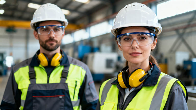 工厂安全员专注工作场景图片