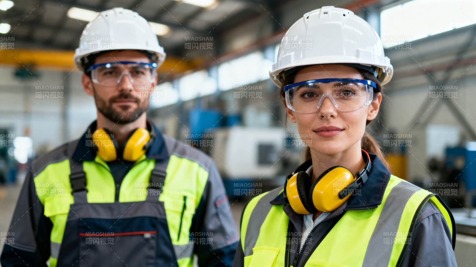 工厂安全员专注工作场景图片