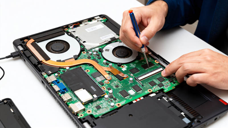 笔记本拆机维修中图片