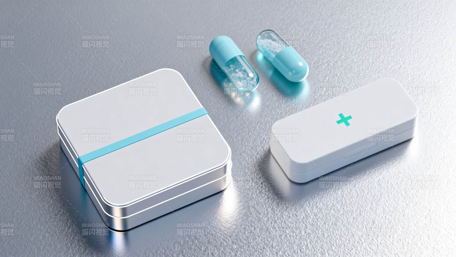 智能药盒与胶囊特写图片
