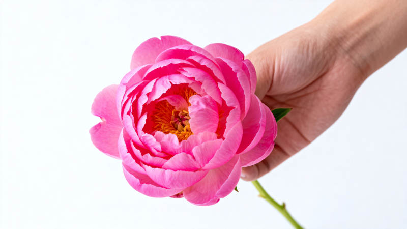手捧粉牡丹 温柔绽放美图片