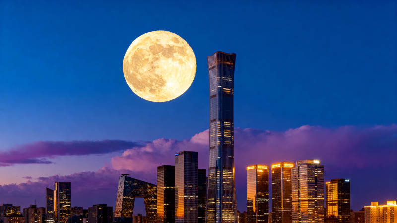 月照京城 高楼映辉煌图片