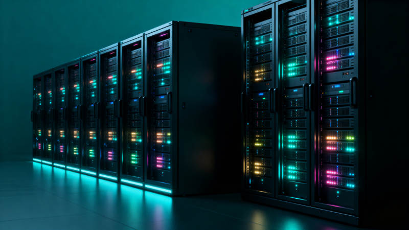 炫彩服务器机房夜景图片