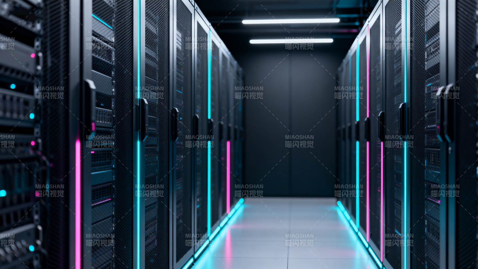 霓虹服务器机房走廊图片