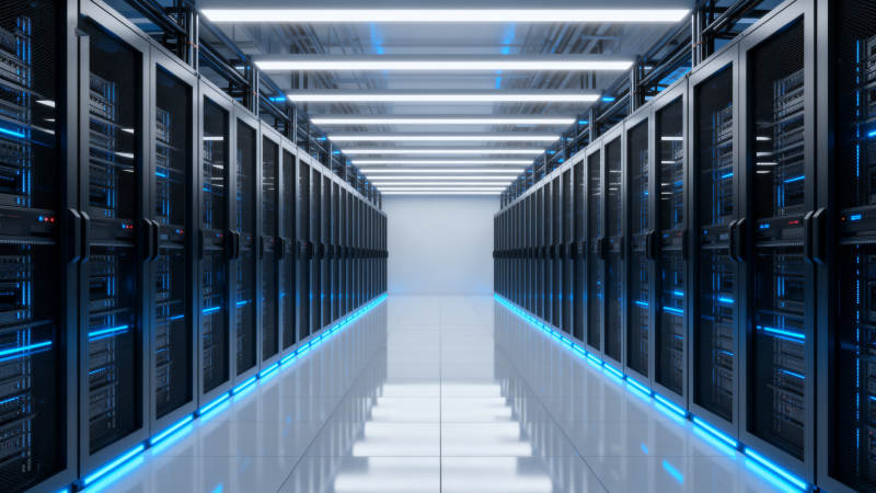 蓝光服务器机房走廊图片