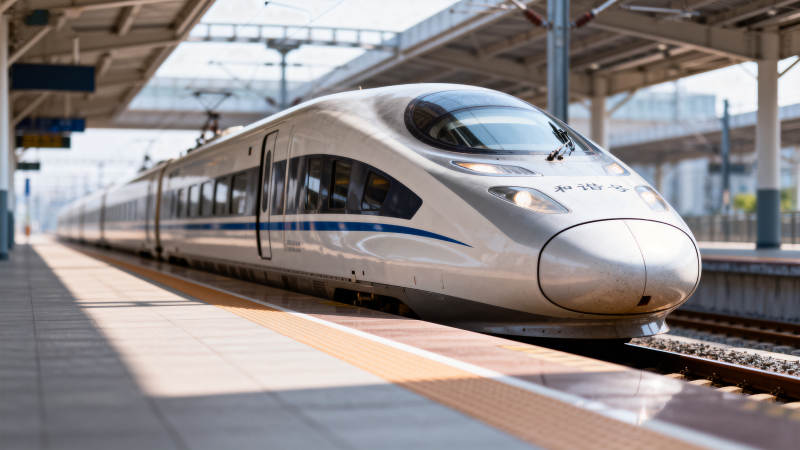 高铁进站 流线型车身闪耀图片