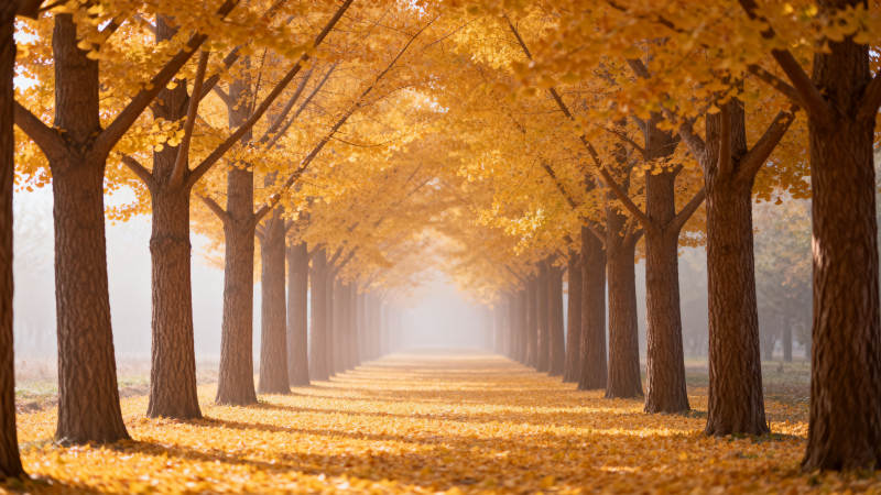 金黄林荫道 秋意浓如诗图片