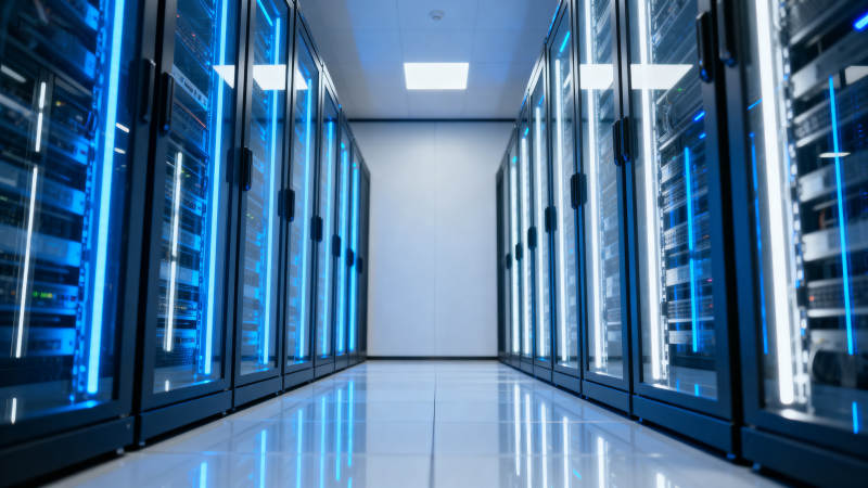 蓝光服务器机房走廊图片