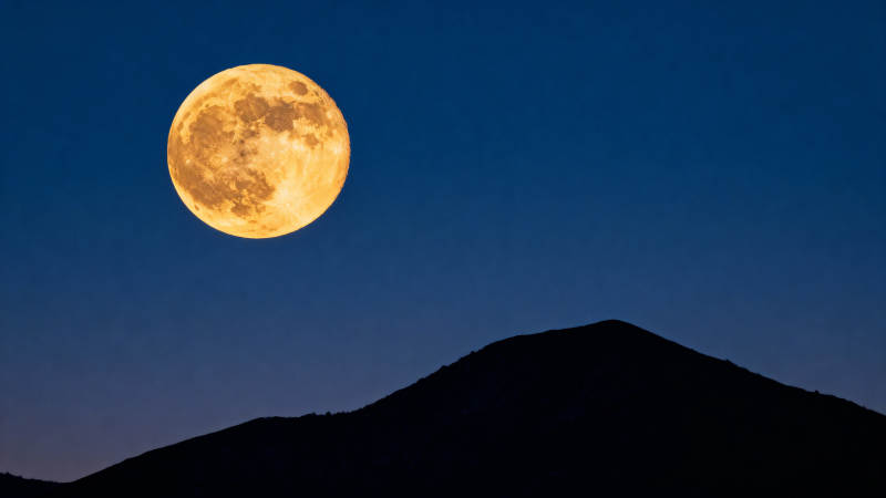 月出山巅 金辉映夜空图片