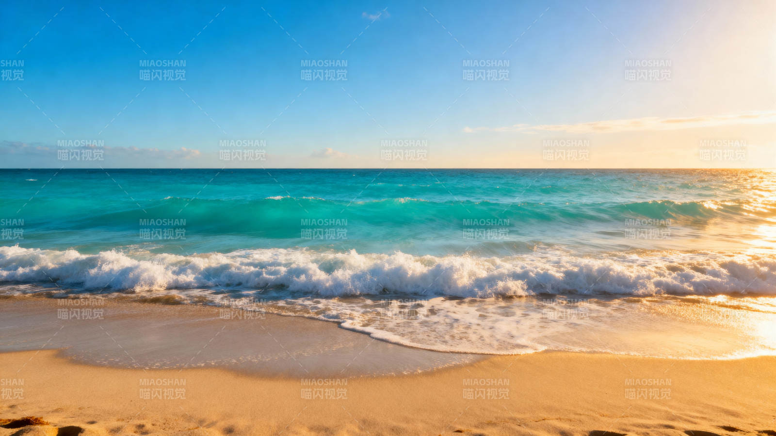 碧海金沙 夕阳温柔吻岸图片