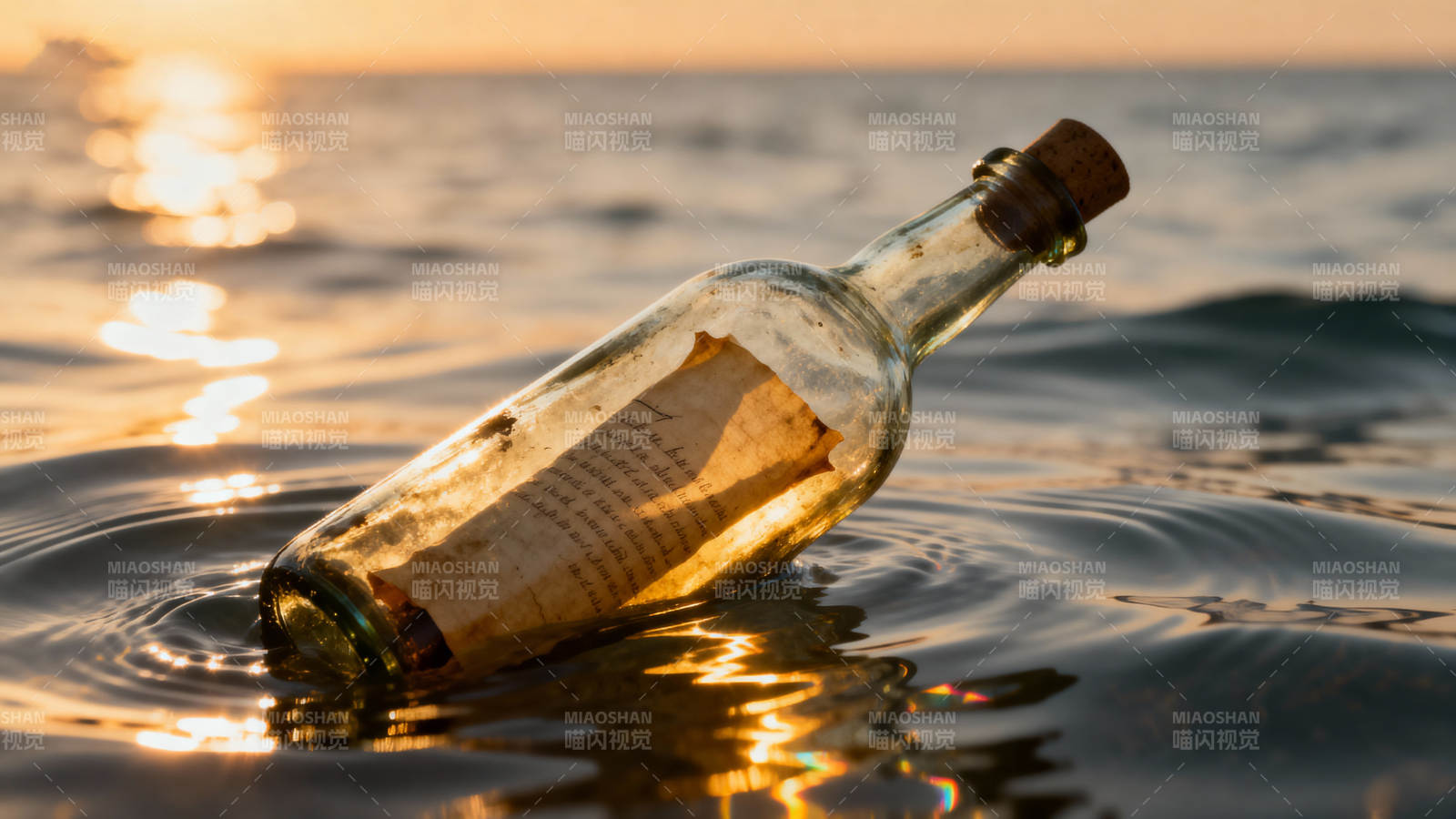 瓶中信 夕阳海畔漂图片