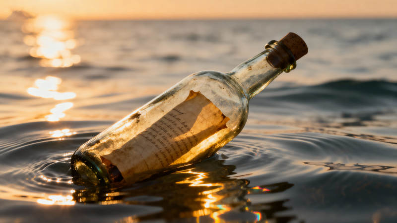 瓶中信 夕阳海畔漂图片