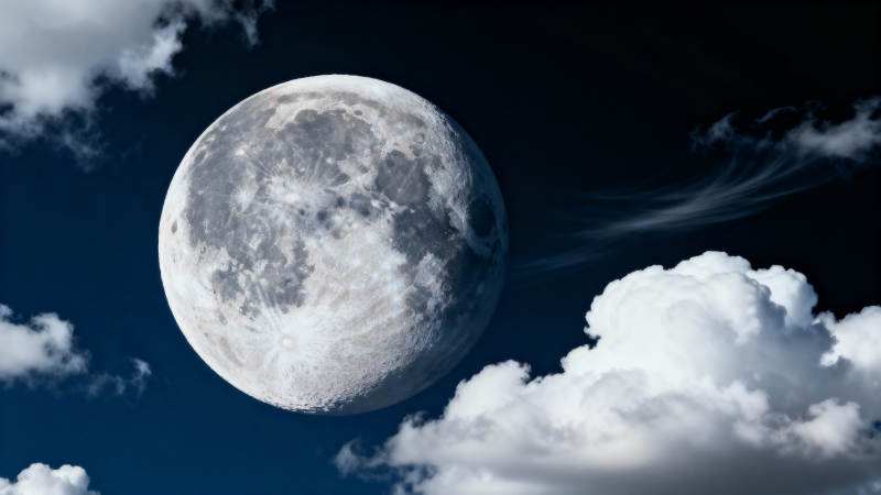 月穿云隙 夜空如画图片