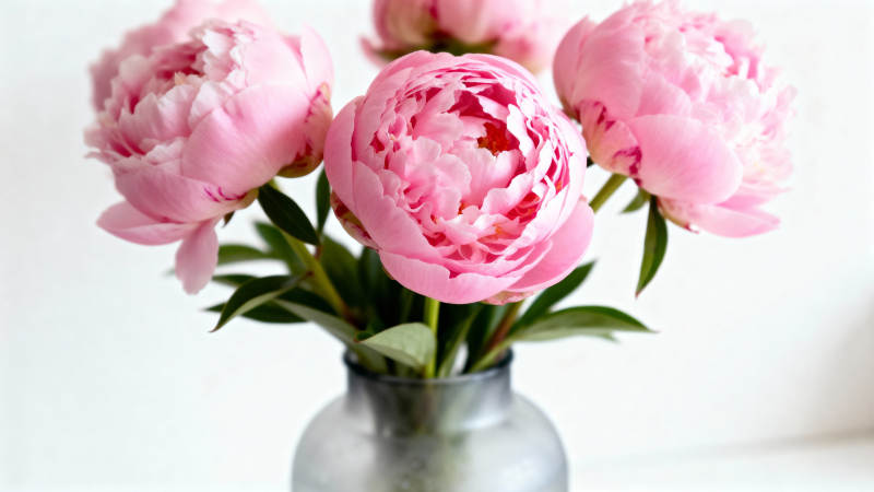 粉牡丹插银瓶 柔美清新图片