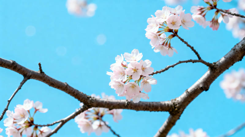 樱花绽放 蓝天映衬春景美图片