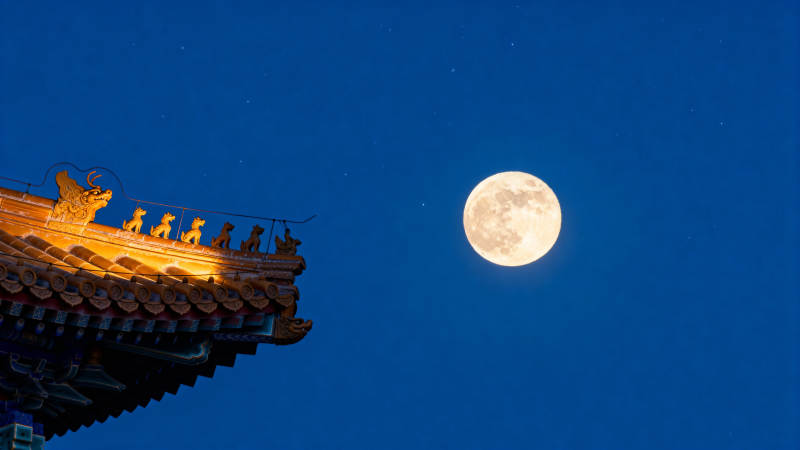 古建檐角映明月图片