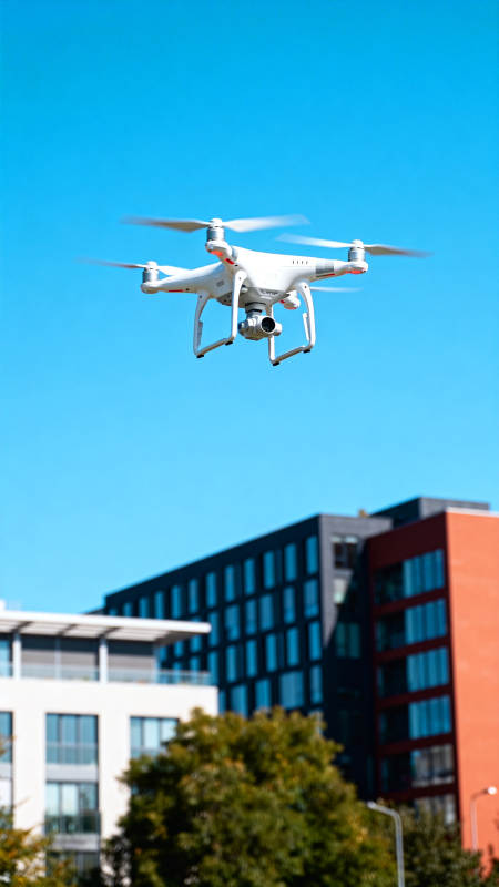 无人机蓝天航拍城市景图片