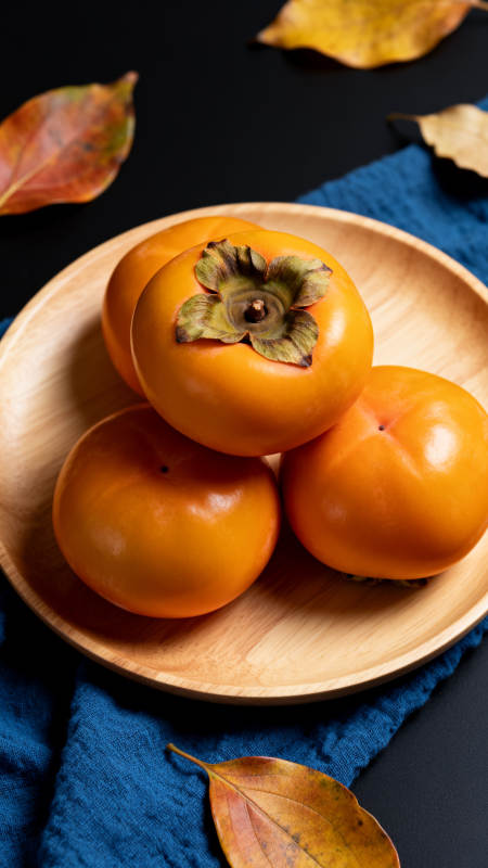 秋柿盈盘 叶落知秋图片