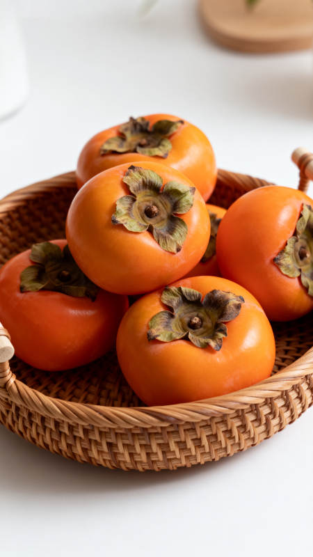 篮中橙柿 秋日甜香图片