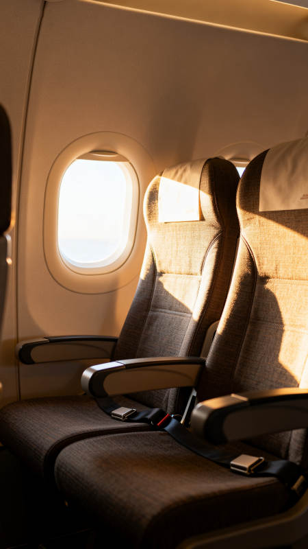 阳光洒满飞机窗边座图片