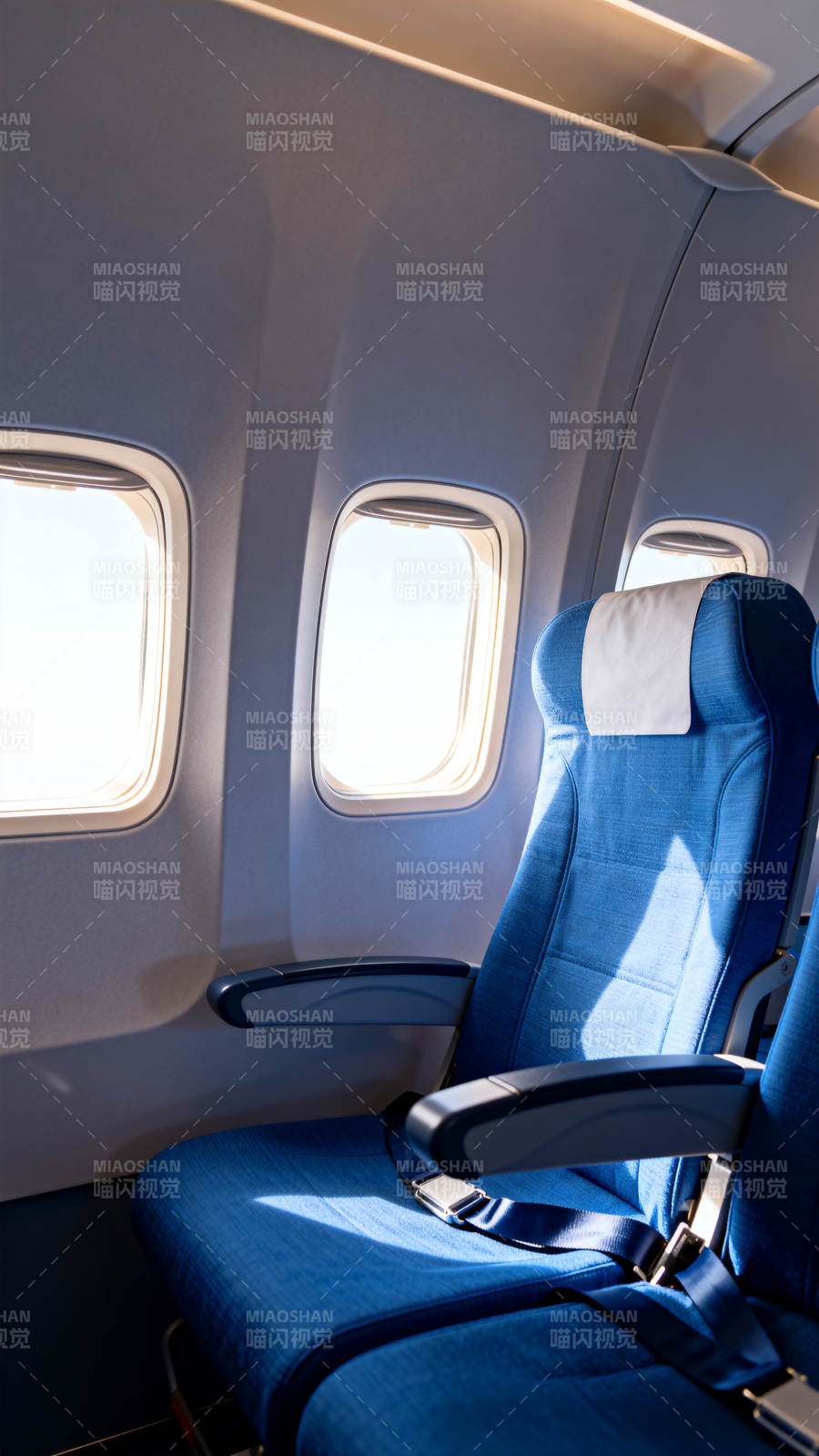 飞机蓝座窗边阳光洒落图片