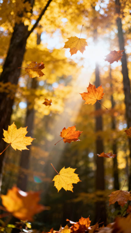 秋日林间 金叶飞舞图片