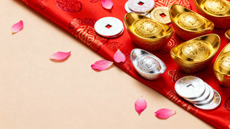 红布金元宝 花瓣迎新春图片