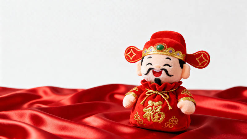 财神爷送福 红绸迎吉祥图片