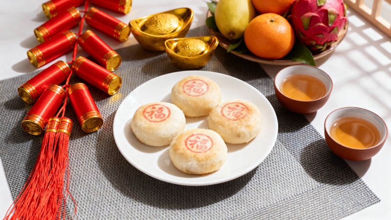 春节团圆 月饼茶果迎新春图片