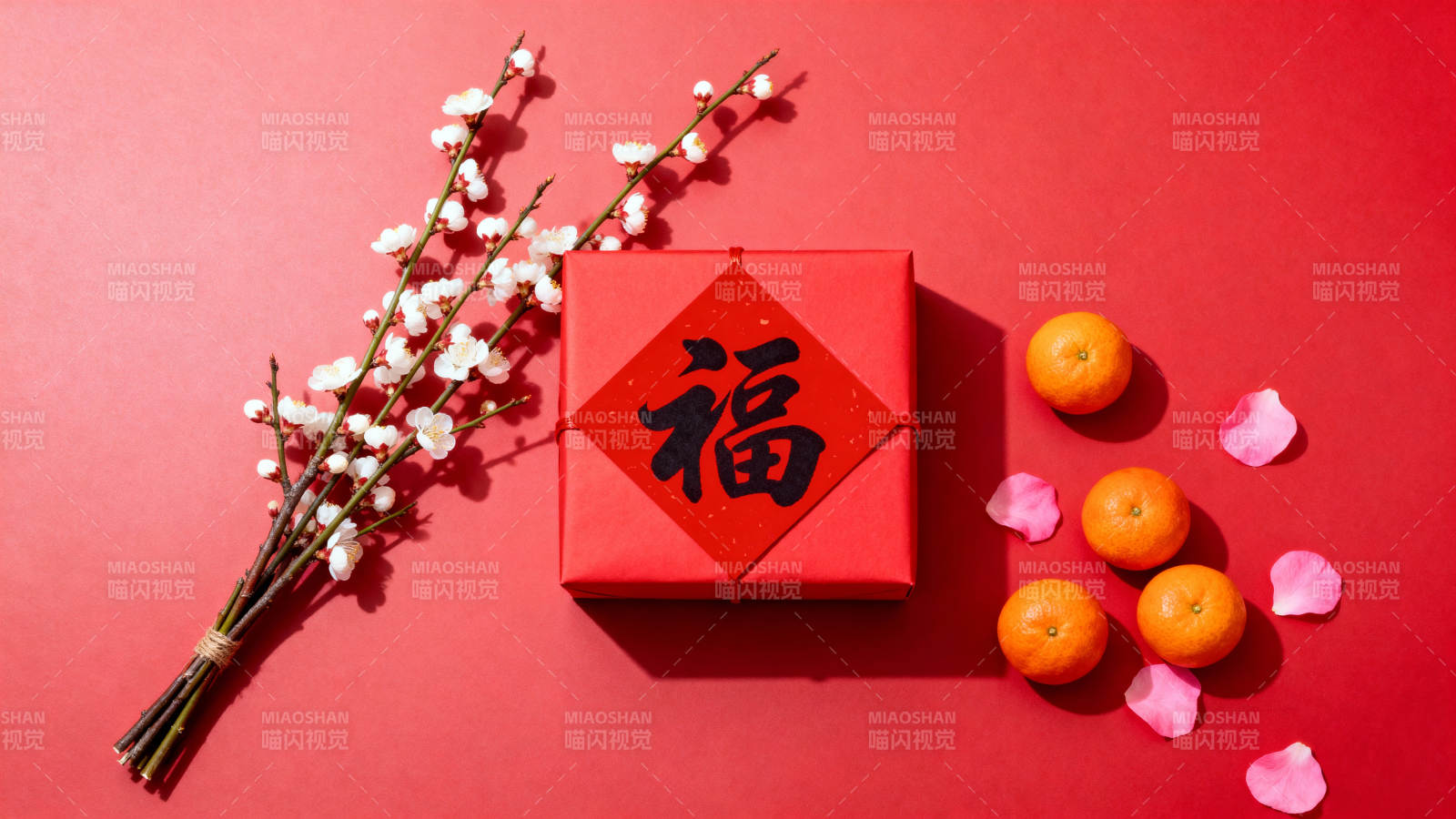 红福迎春 桔梅贺岁图片