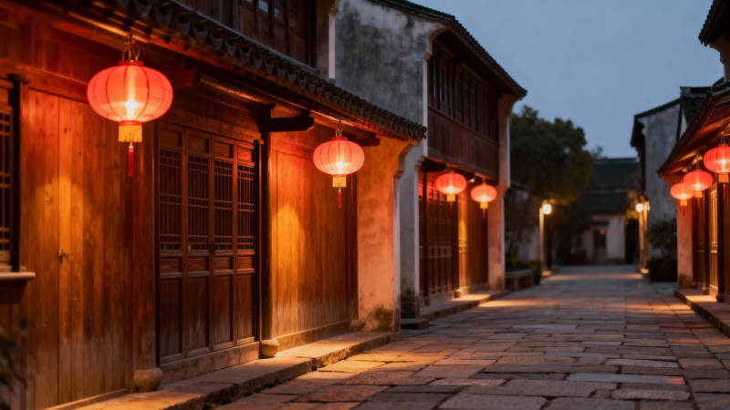 古巷红灯笼 夜色暖人心图片