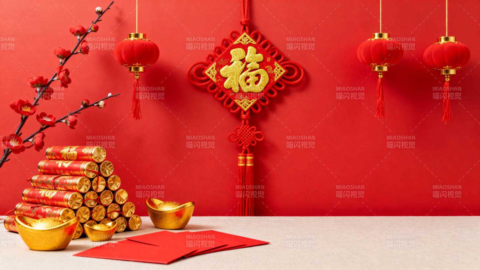 春节喜庆装饰 福字灯笼红包图片