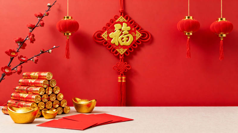 春节喜庆装饰 福字灯笼红包图片