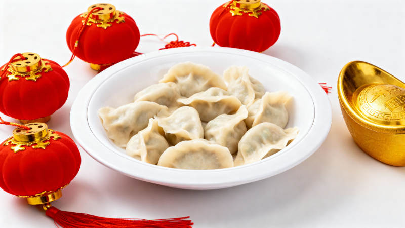 饺子配红灯笼金元宝图片